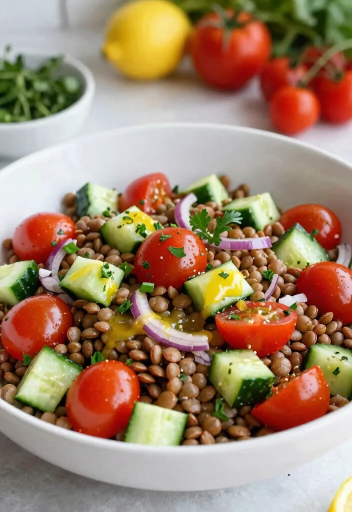 17 Healthy Meal Prep Lunch Recipes - 8. Lentil Salad with Lemon Vinaigrette 1