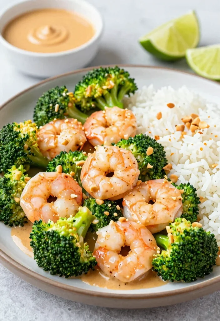 17 Healthy Shrimp and Broccoli Stir Fry Recipes for Meal Prep - 14. Shrimp and Broccoli with Peanut Sauce 1