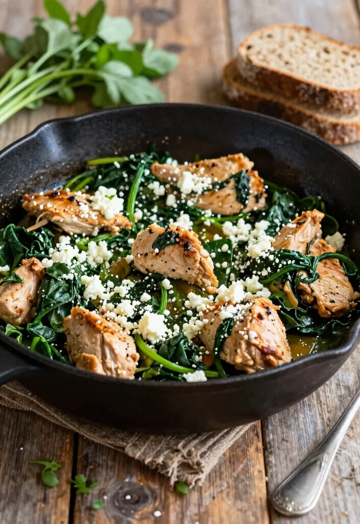 17 High Protein Chicken Meal Prep Recipes for Athletes - 14. Chicken and Spinach Skillet 1