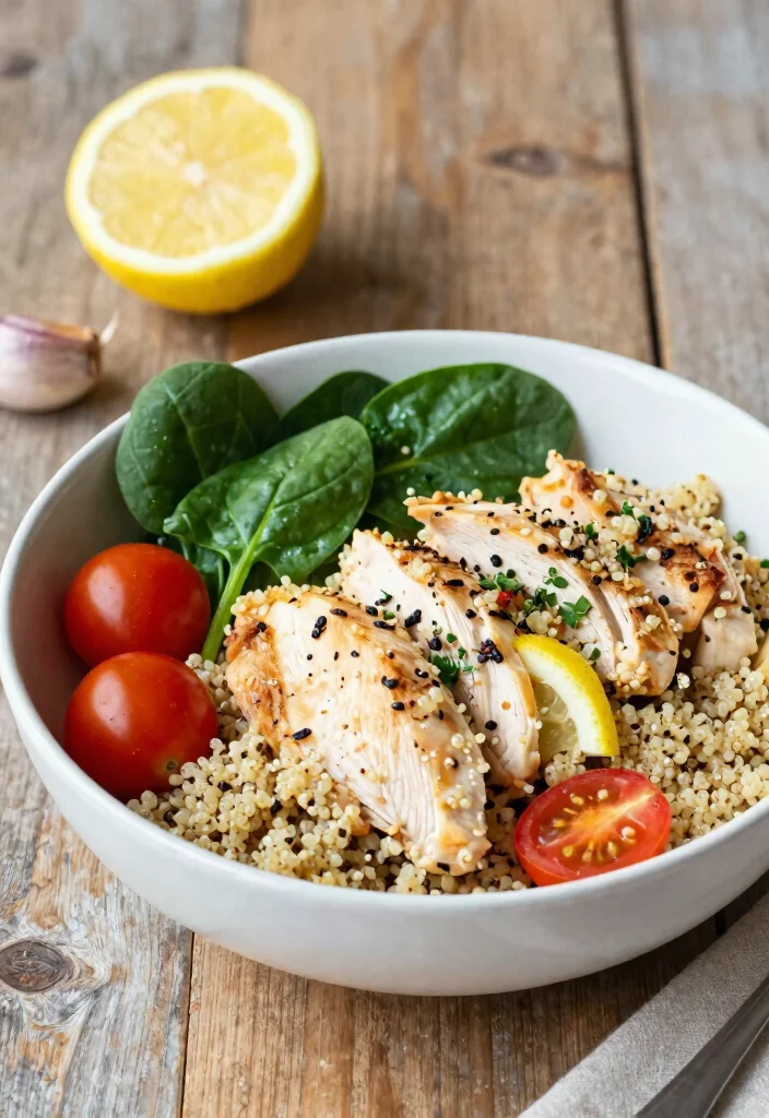 17 High Protein Chicken Meal Prep Recipes for Athletes - 3. Lemon Garlic Chicken Quinoa Bowls 1