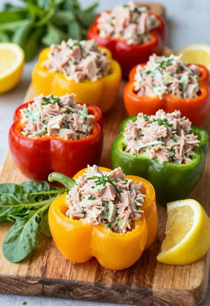 17 High Protein Low Carb Meal Prep Recipes - 13. Tuna Salad Stuffed Peppers 1