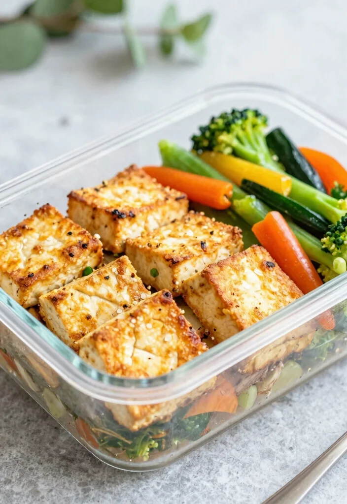 17 High Protein Meal Prep Ideas for the Week - 2. Savory Baked Tofu with Veggies 1