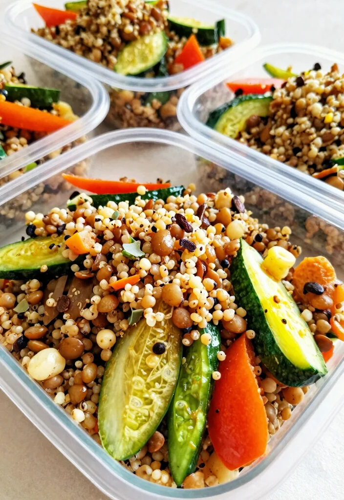 17 High Protein Meal Prep Ideas for the Week - 9. Curried Lentil and Quinoa Salad 1