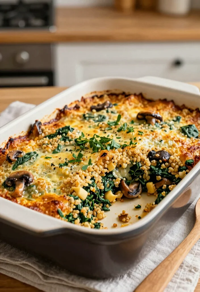 17 Low Cholesterol Meal Prep Recipes for Heart Health - 7. Spinach and Mushroom Quinoa Bake 1