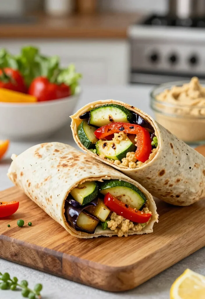 17 Low Cholesterol Meal Prep Recipes for Heart Health - 9. Roasted Vegetable and Hummus Wrap 1