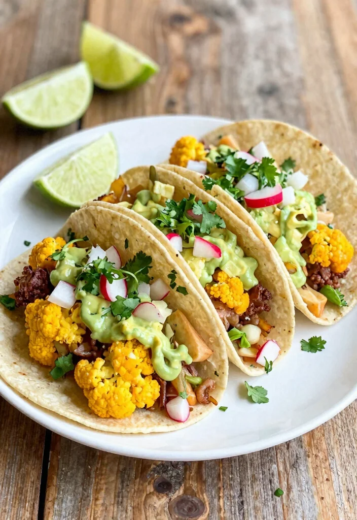 17 Vegan Lunch Meal Prep Recipes for Busy Professionals - 7. Cauliflower Tacos with Avocado Crema 1