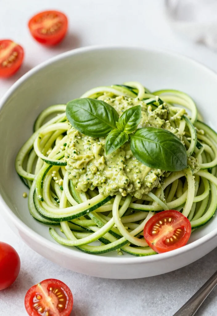 17 Vegan Lunch Meal Prep Recipes for Busy Professionals - 9. Zucchini Noodles with Avocado Pesto 1