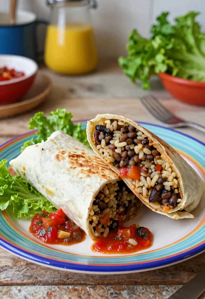 18 Breakfast Burrito Meal Prep Recipes - 10. Lentil and Rice Burrito 1