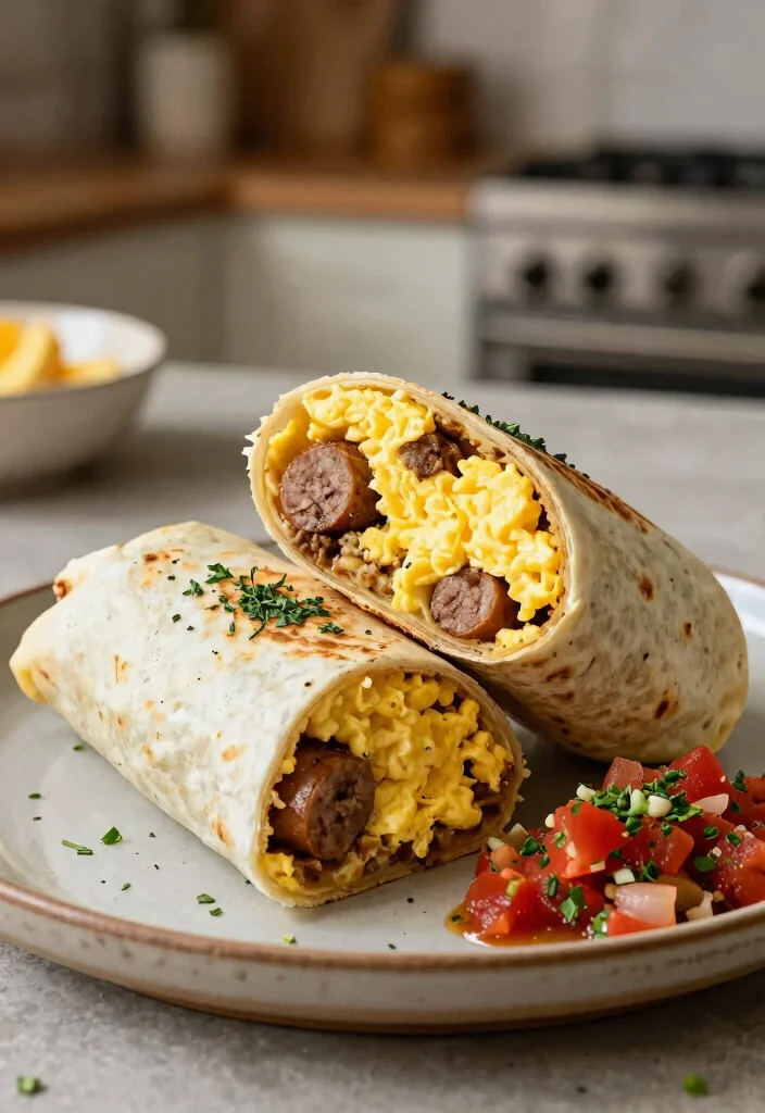 18 Breakfast Burrito Meal Prep Recipes - 18. Breakfast Sausage and Egg Burrito 1