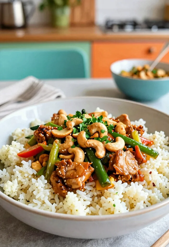 18 Chicken Cashew Stir Fry Recipes With Crunchy Texture - 13. Cashew Chicken Stir Fry with Cauliflower Rice 1