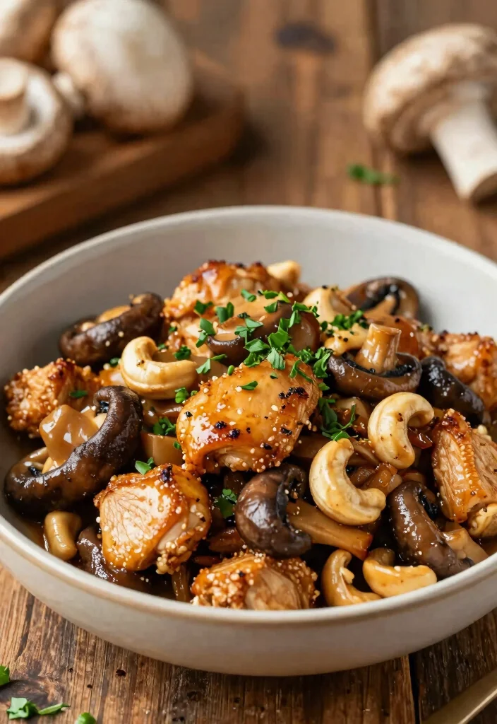 18 Chicken Cashew Stir Fry Recipes With Crunchy Texture - 17. Cashew Chicken with Mushrooms 1