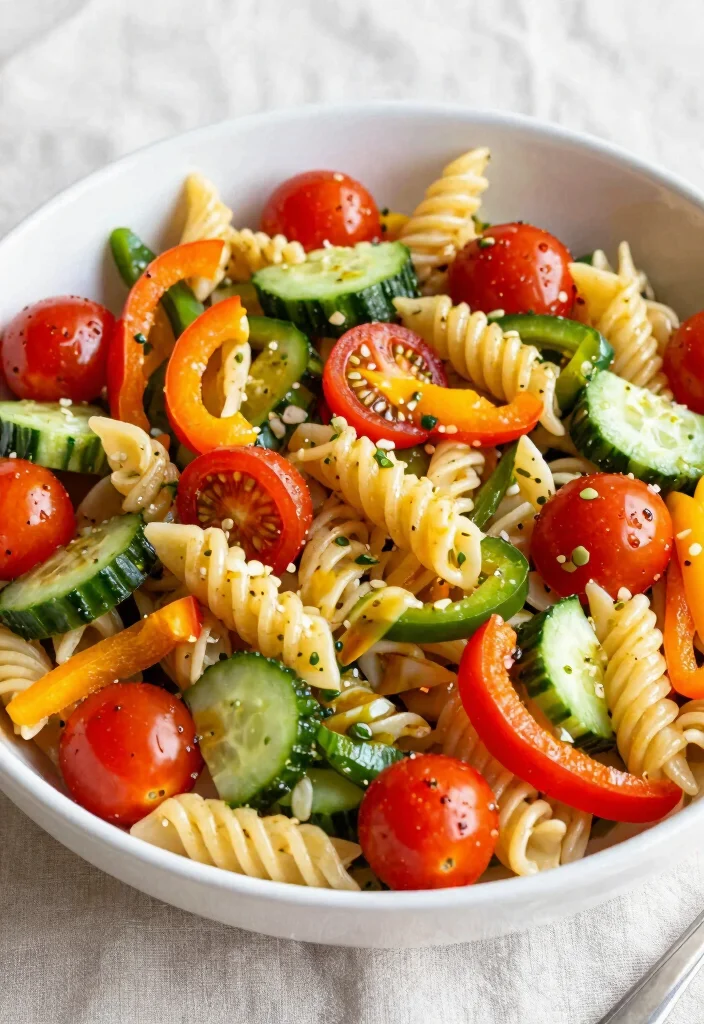 18 Healthy Vegan Meal Prep Recipes for Busy Professionals - 10. Veggie-Loaded Pasta Salad 1