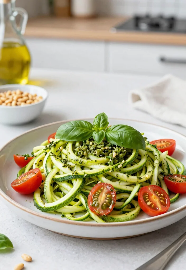 18 Healthy Vegan Meal Prep Recipes for Busy Professionals - 6. Zucchini Noodles with Pesto 1