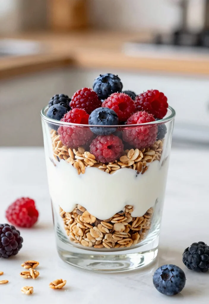 18 High Protein Breakfast Meal Prep Recipes - 11. Greek Yogurt Parfait with Granola and Berries 1