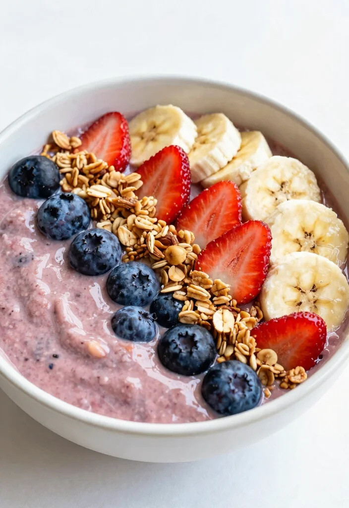 18 High Protein Breakfast Meal Prep Recipes - 13. Berry Protein Smoothie Bowl 1