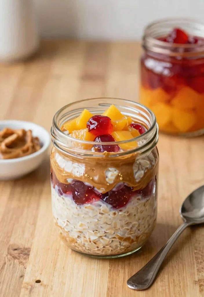 18 High Protein Breakfast Meal Prep Recipes - 15. Overnight Oats with Nut Butter and Jelly 1