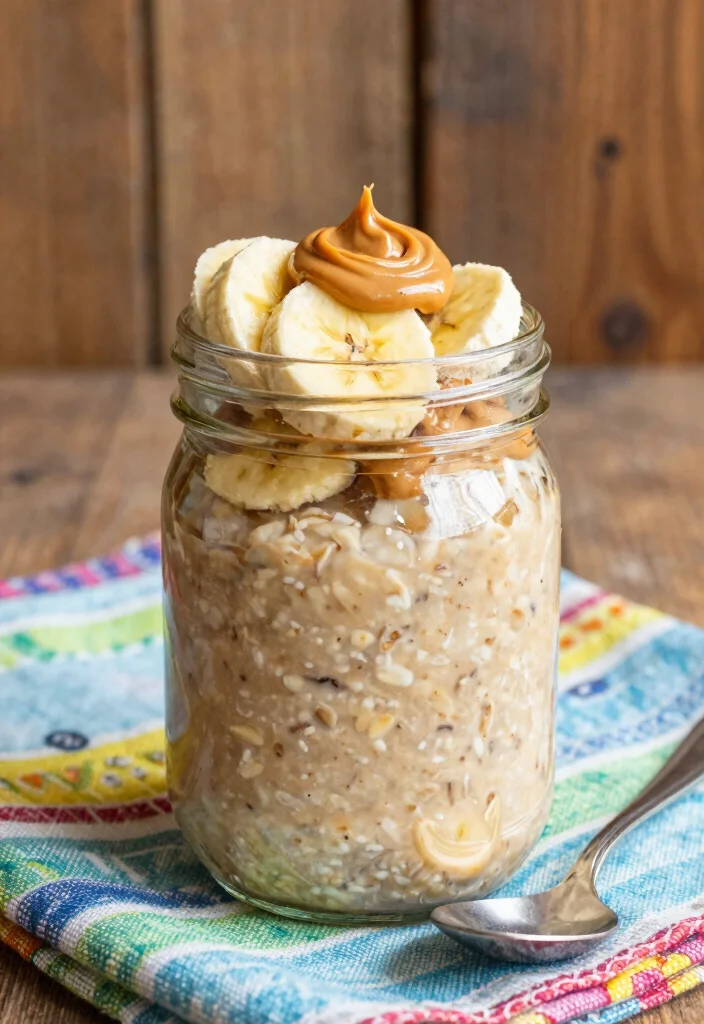 18 High Protein Breakfast Meal Prep Recipes - 2. Peanut Butter Banana Overnight Oats 1