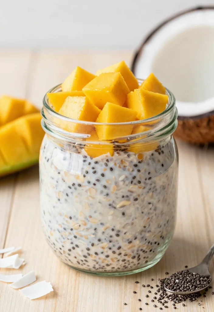 18 High Protein Breakfast Meal Prep Recipes - 3. Chia Seed and Coconut Overnight Oats 1