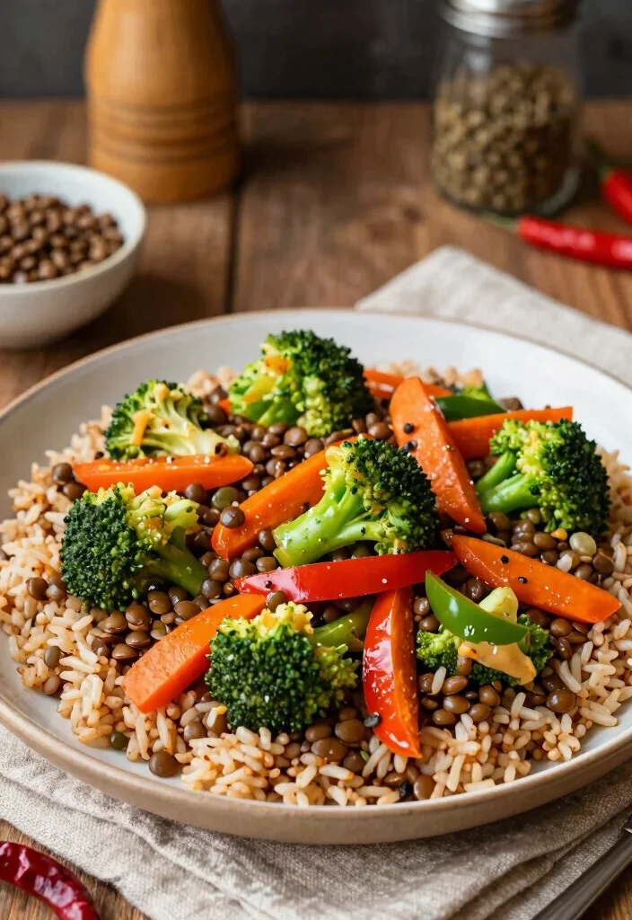 18 High Protein Vegan Meal Prep Recipes for Athletes - 12. Curried Lentil and Vegetable Stir-Fry 1