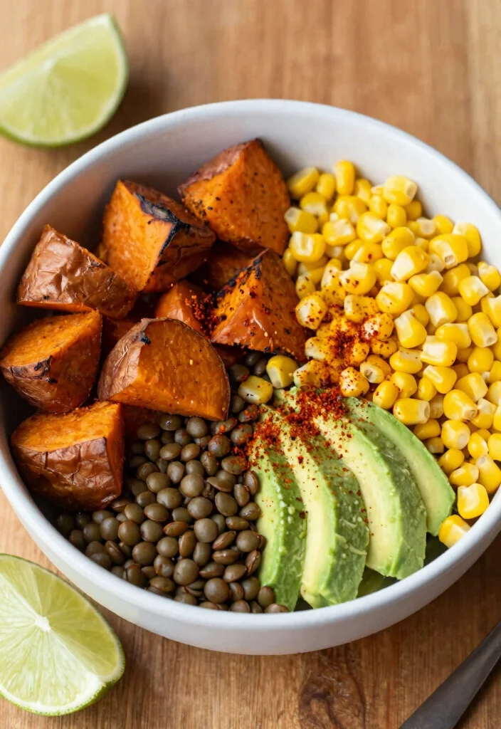 18 High Protein Vegan Meal Prep Recipes for Athletes - 2. Lentil and Sweet Potato Burrito Bowls 1