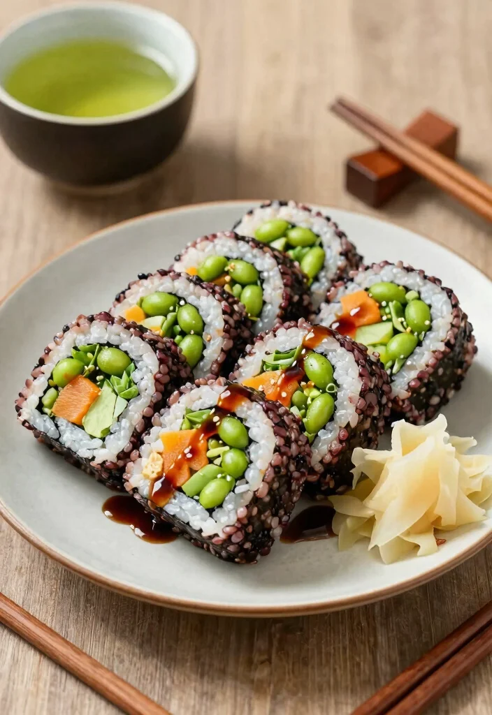 18 High Protein Vegan Meal Prep Recipes for Athletes - 6. Edamame and Brown Rice Sushi Rolls 1