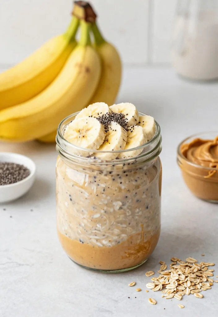 18 High Protein Vegan Meal Prep Recipes for Athletes - 9. Peanut Butter Banana Overnight Oats 1