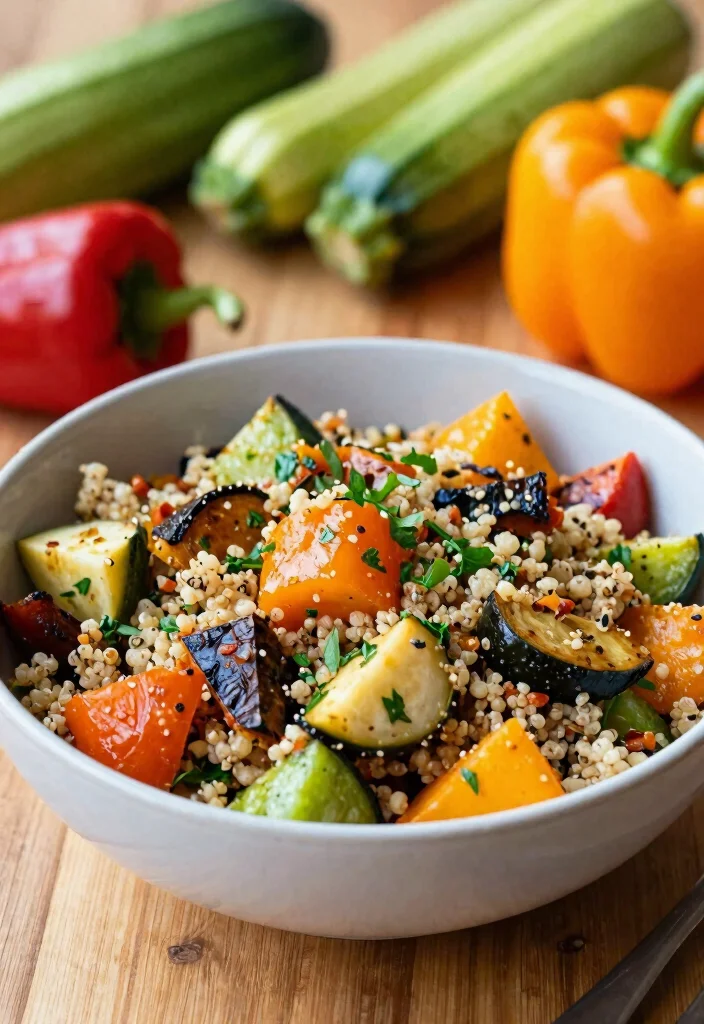 18 High Protein Vegetarian Meal Prep Recipes for Athletes - 17. Roasted Vegetable and Quinoa Salad 1