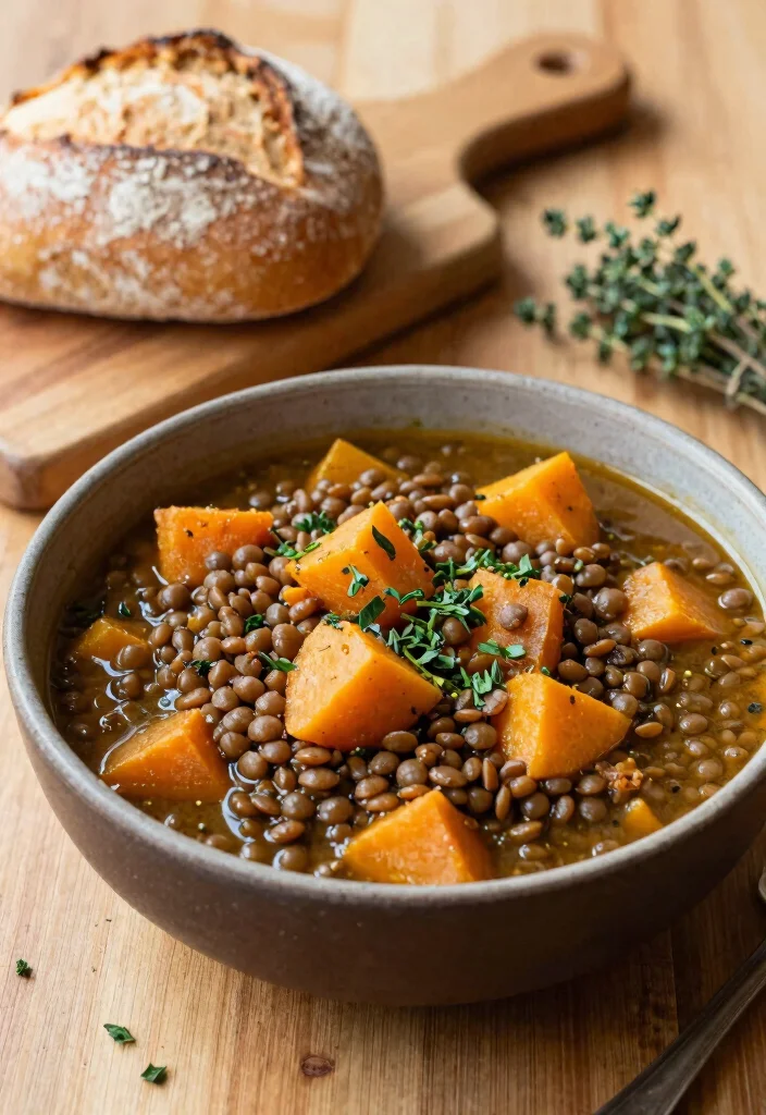 18 High Protein Vegetarian Meal Prep Recipes for Athletes - 2. Lentil and Sweet Potato Stew 1