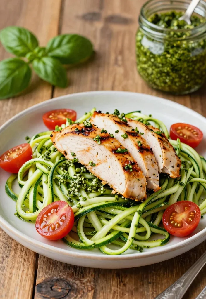 18 Mediterranean Diet Meal Prep Recipes for the Week - 8. Zucchini Noodles with Pesto 1