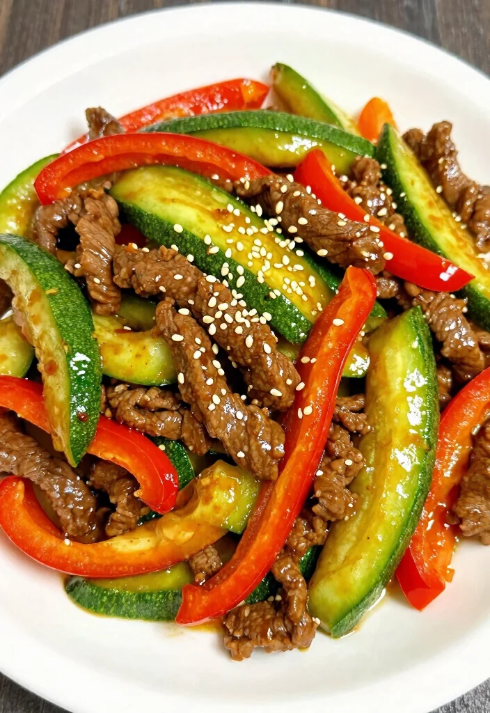18 Pepper Steak Stir Fry Recipes With Bell Peppers - 11. Pepper Steak Stir Fry with Zucchini 1