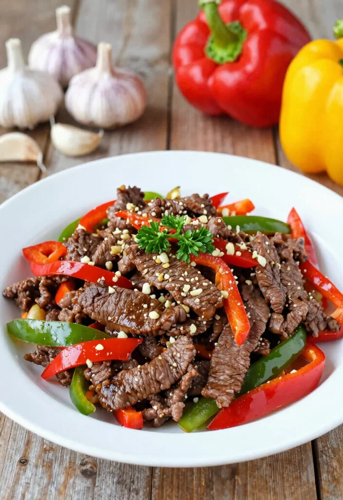 18 Pepper Steak Stir Fry Recipes With Bell Peppers - 5. Garlic Pepper Steak Stir Fry 1