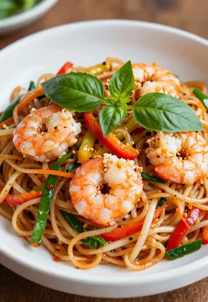 18 Shrimp Noodle Stir Fry Recipes For Quick Meals - 11. Thai Basil Shrimp Noodles 1