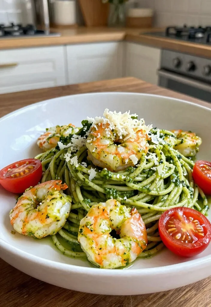 18 Shrimp Noodle Stir Fry Recipes For Quick Meals - 13. Pesto Shrimp Noodles 1