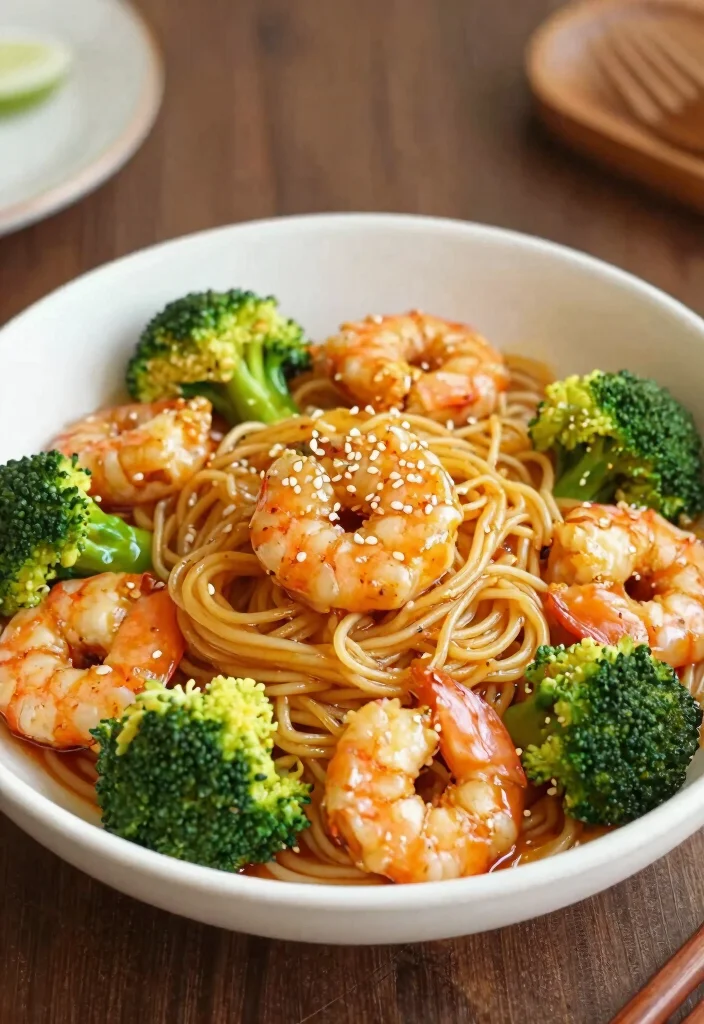 18 Shrimp Noodle Stir Fry Recipes For Quick Meals - 16. Honey Garlic Shrimp Noodles 1