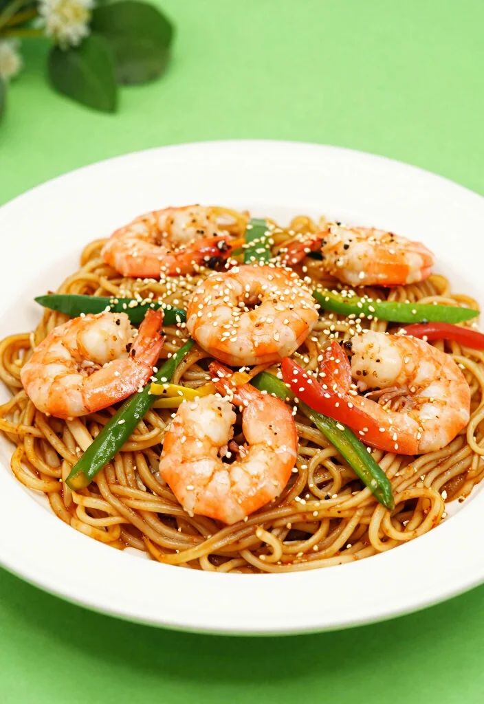 18 Shrimp Noodle Stir Fry Recipes For Quick Meals - 9. Sesame Shrimp and Noodles 1