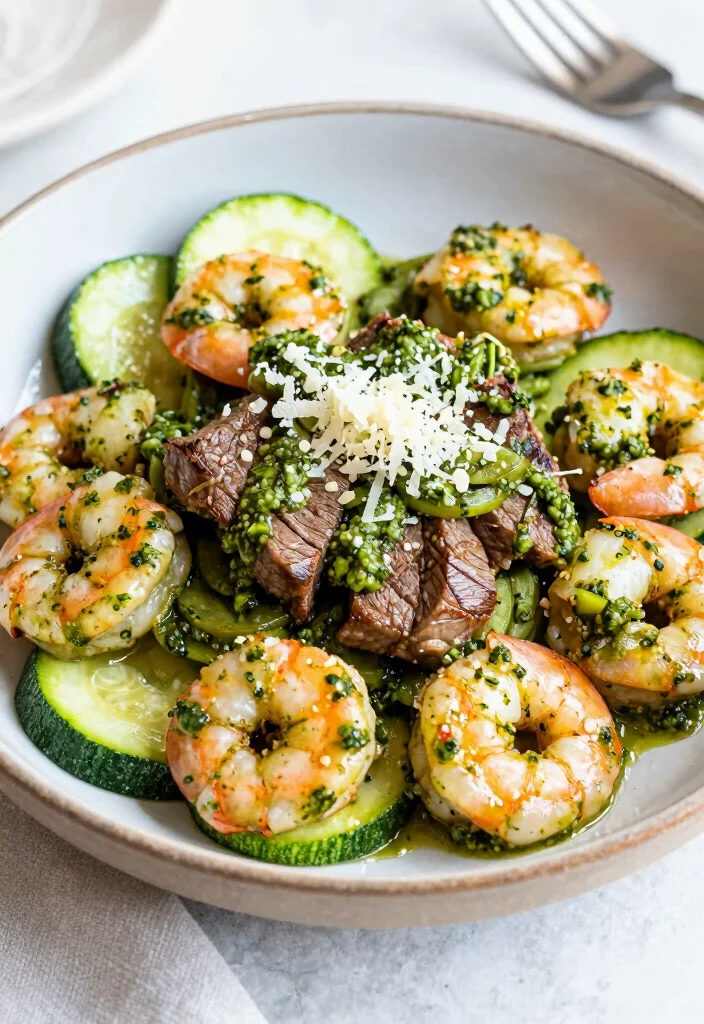18 Steak And Shrimp Stir Fry Recipes Surf And Turf Style - 13. Pesto Steak and Shrimp Stir Fry 1