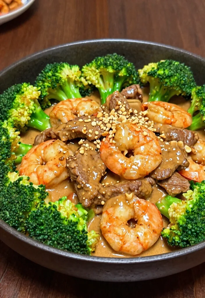 18 Steak And Shrimp Stir Fry Recipes Surf And Turf Style - 18. Asian Peanut Butter Steak and Shrimp Stir Fry 1