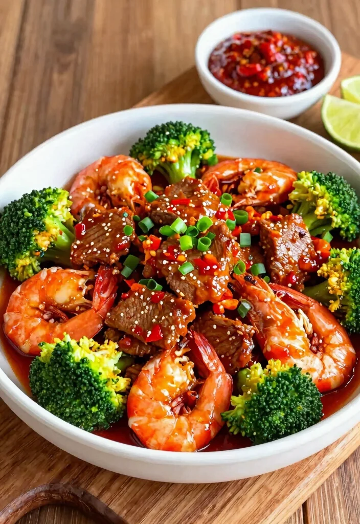 18 Steak And Shrimp Stir Fry Recipes Surf And Turf Style - 4. Spicy Chili Garlic Steak and Shrimp 1