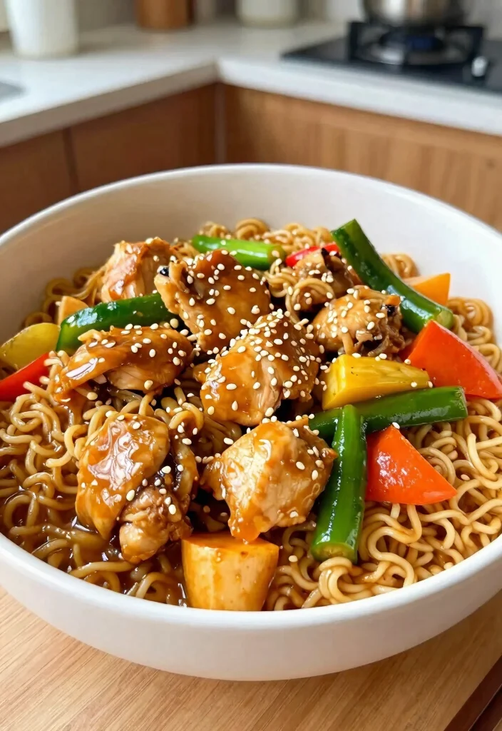 19 Ramen Stir Fry Recipes For Fast Homemade Dinners - 12. Honey Garlic Chicken Ramen Stir Fry 1