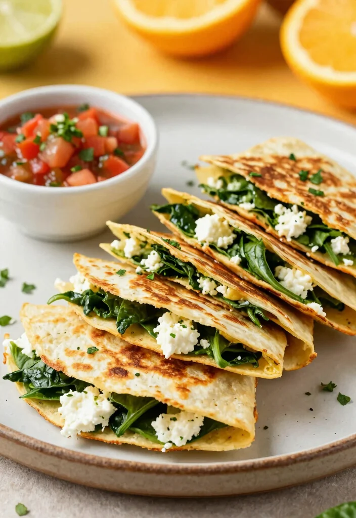 20 Breakfast Meal Prep Ideas for Busy Mornings - 14. Spinach and Feta Breakfast Quesadillas 1