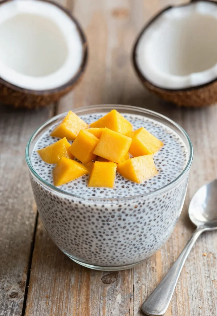 20 Breakfast Meal Prep Ideas for Busy Mornings - 19. Overnight Chia Seed Pudding with Mango 1