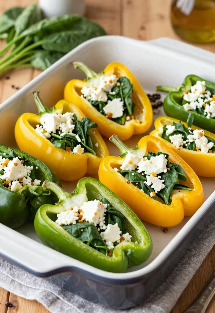 20 Cheap Meal Prep Ideas for the Week - 6. Spinach and Feta Stuffed Peppers 1