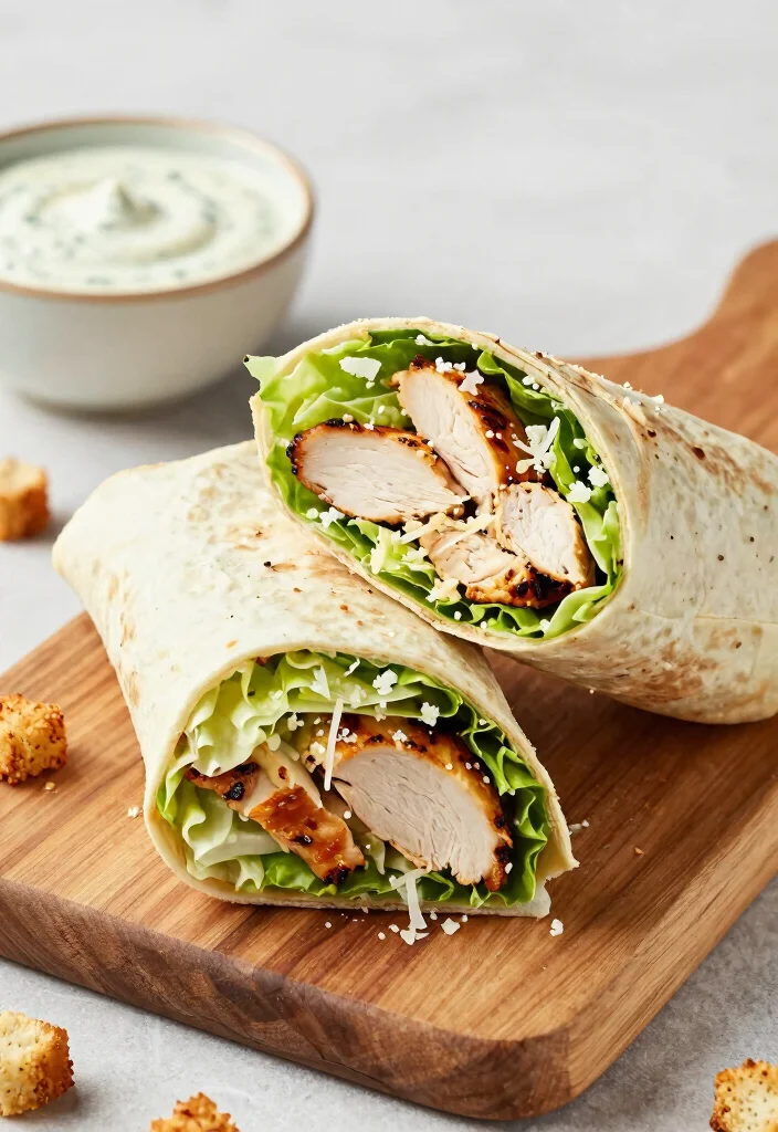 20 Chicken Meal Prep Recipes for the Week - 13. Chicken Caesar Wraps 1