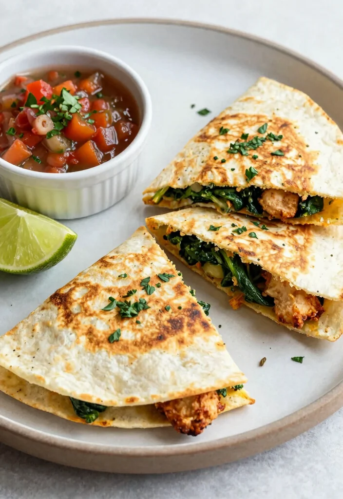 20 Chicken Meal Prep Recipes for the Week - 16. Chicken and Spinach Quesadillas 1