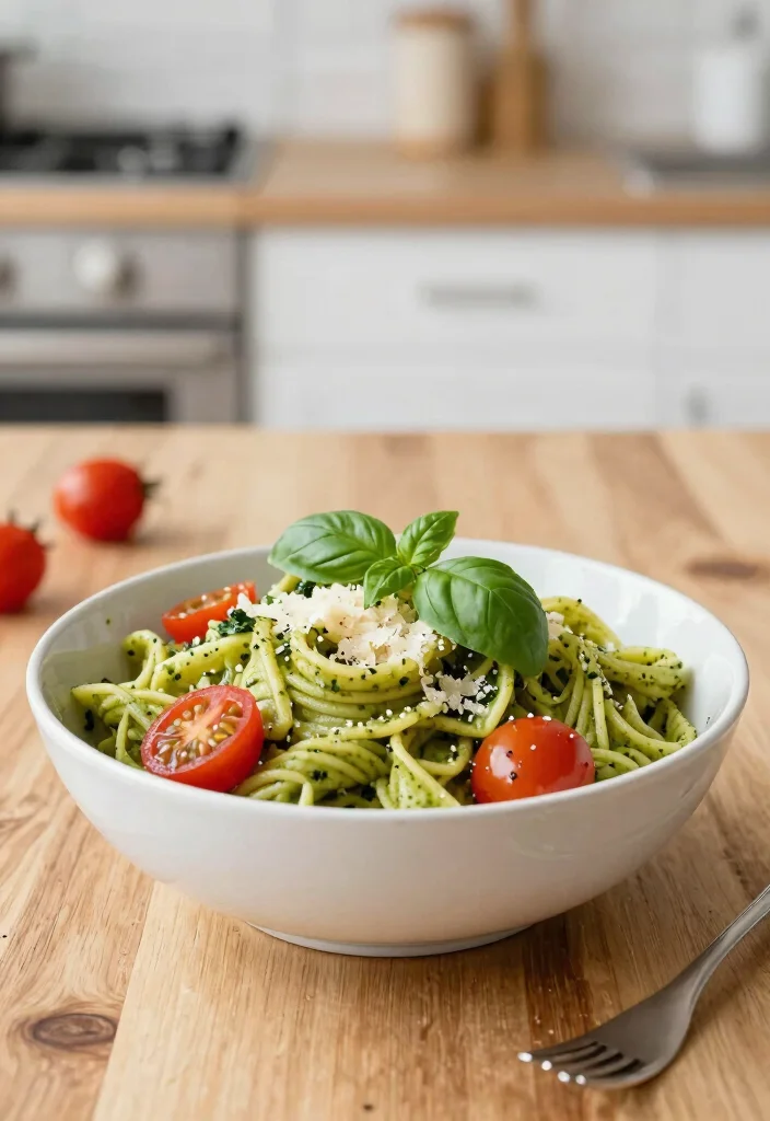 20 Freezer Meal Prep Recipes for the Week - 16. Pesto Pasta with Cherry Tomatoes 1