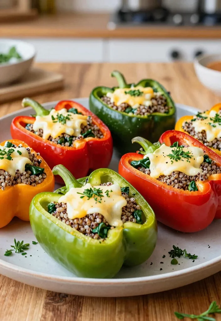 20 Freezer Meal Prep Recipes for the Week - 3. Quinoa and Spinach Stuffed Peppers 1