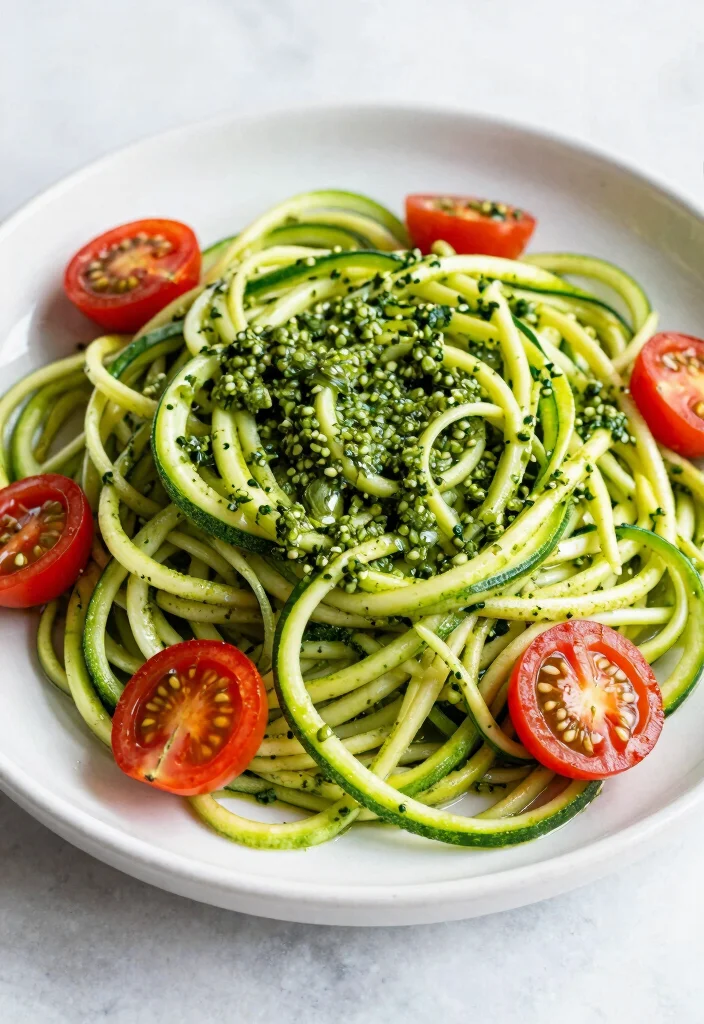 20 Healthy Budget Meal Prep Recipes (Clean & Simple) - 18. Zucchini Noodles with Pesto 1