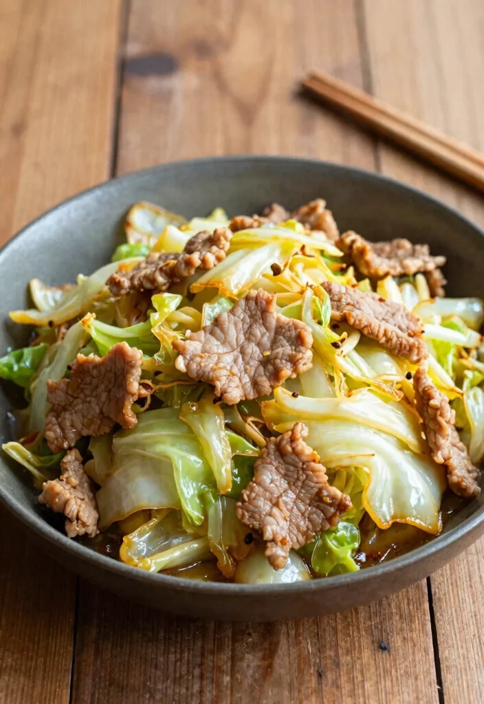 20 Healthy Chinese Stir Fry Recipes You Can Make At Home - 14. Cabbage and Pork Stir Fry 1