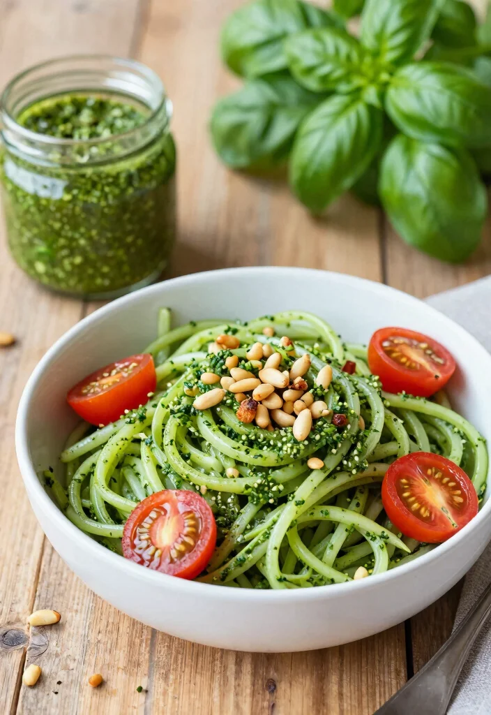 20 Healthy Meal Prep Recipes for the Week - 20. Pesto Zoodle Salad 1