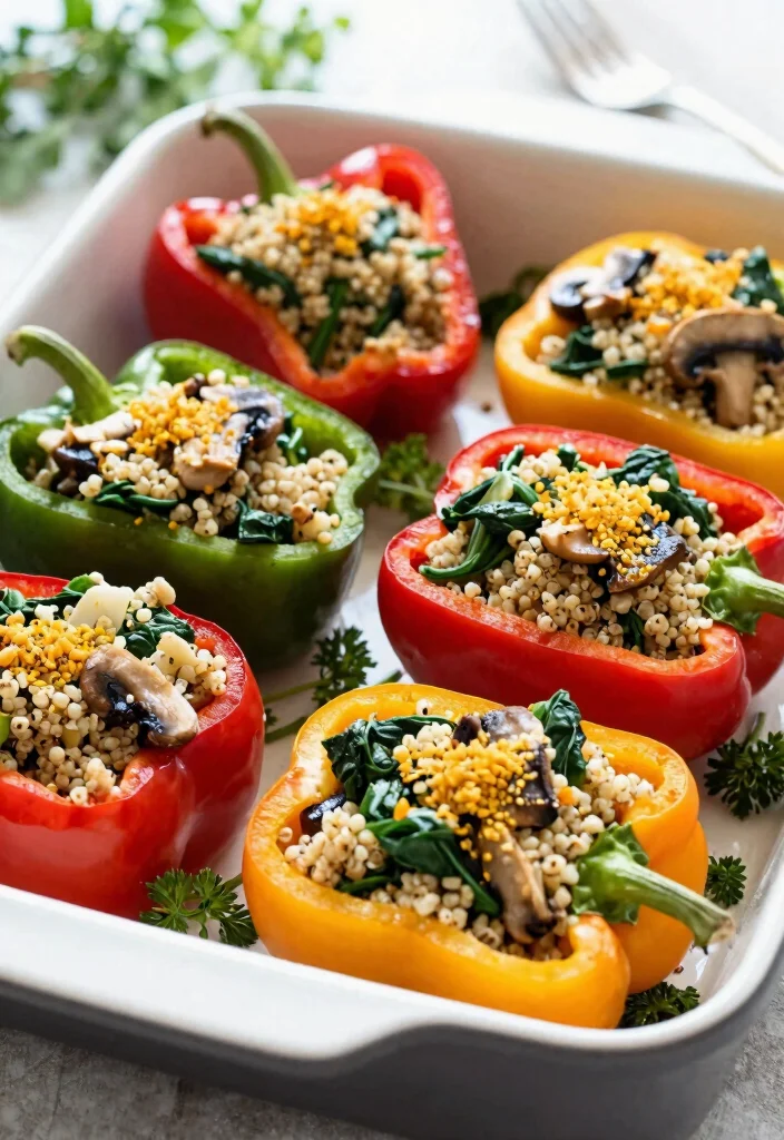 20 Healthy Meal Prep Recipes for the Week - 9. Spinach and Mushroom Stuffed Peppers 1